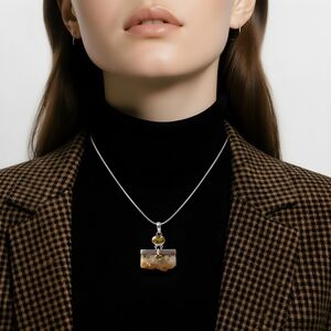 Sterling Silver 925 Pendant With Semiprecious Stones.